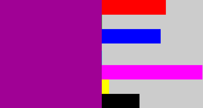 Hex color #a00195 - barney purple