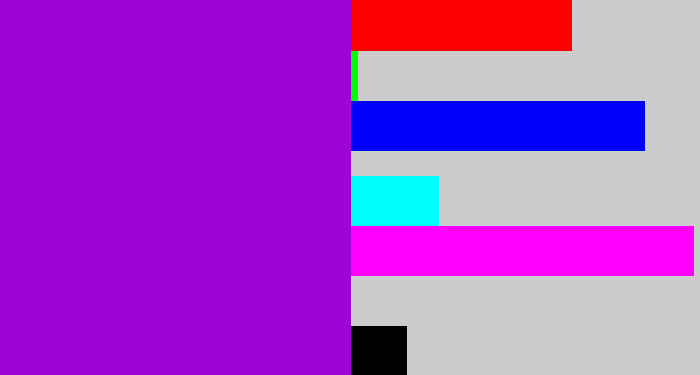 Hex color #a004d5 - vibrant purple