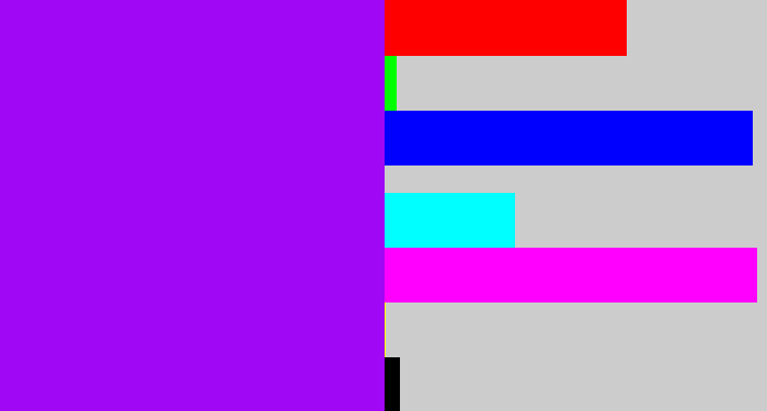 Hex color #a007f4 - vivid purple
