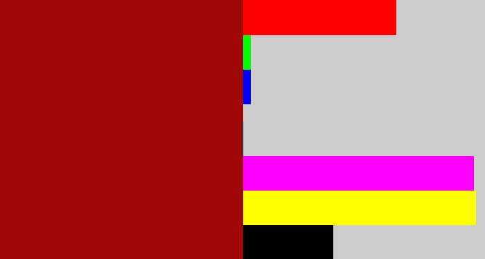 Hex color #a00807 - darkish red