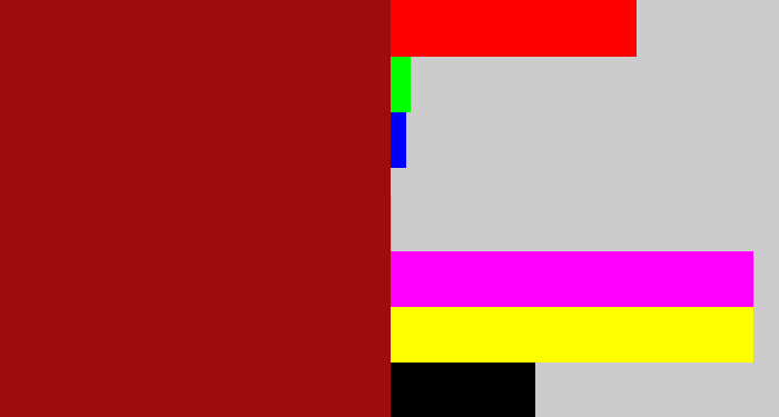 Hex color #a00c0b - darkish red