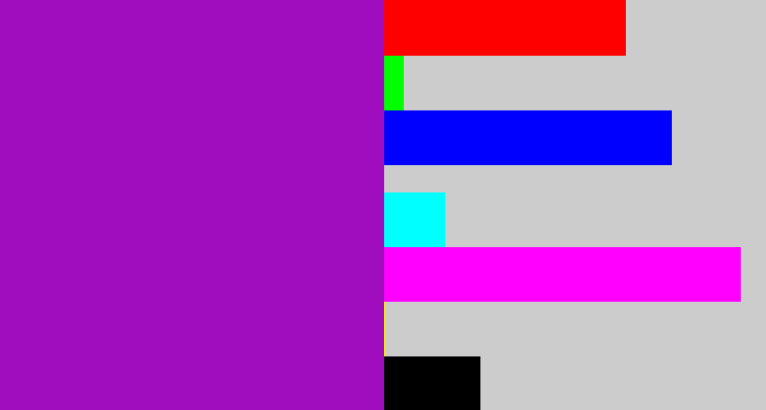 Hex color #a00dbe - barney