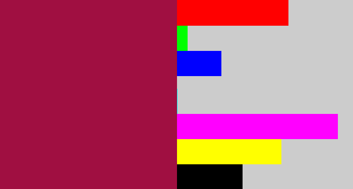 Hex color #a00f41 - berry