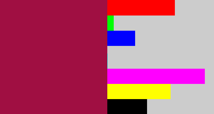 Hex color #a00f42 - berry