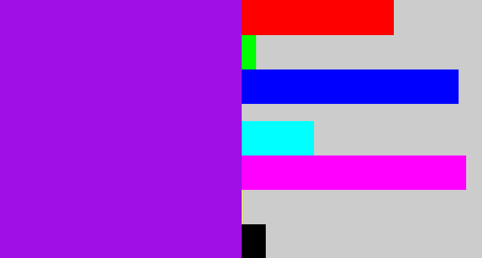 Hex color #a00fe5 - violet