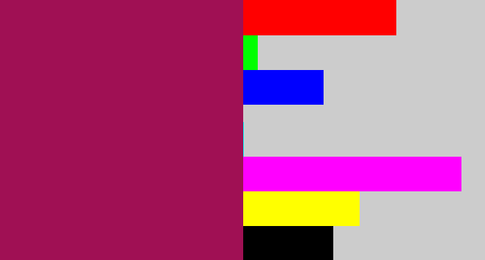 Hex color #a01054 - dark fuchsia