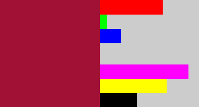 Hex color #a01135 - rouge