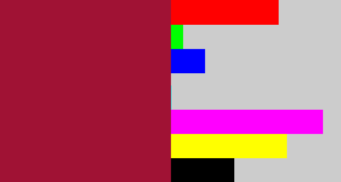 Hex color #a01234 - rouge
