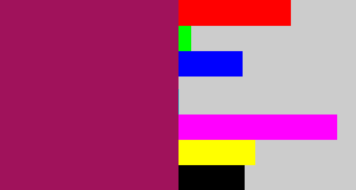 Hex color #a0125b - dark fuchsia