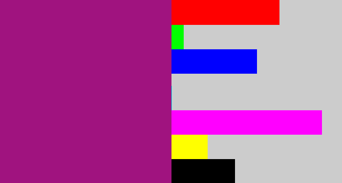 Hex color #a0137f - barney purple