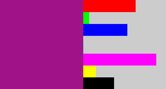 Hex color #a01388 - barney purple