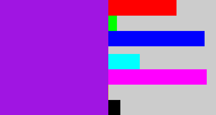 Hex color #a015e2 - violet