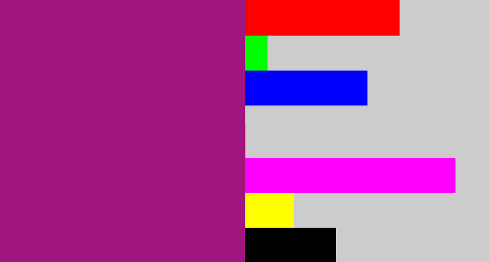 Hex color #a01680 - barney purple