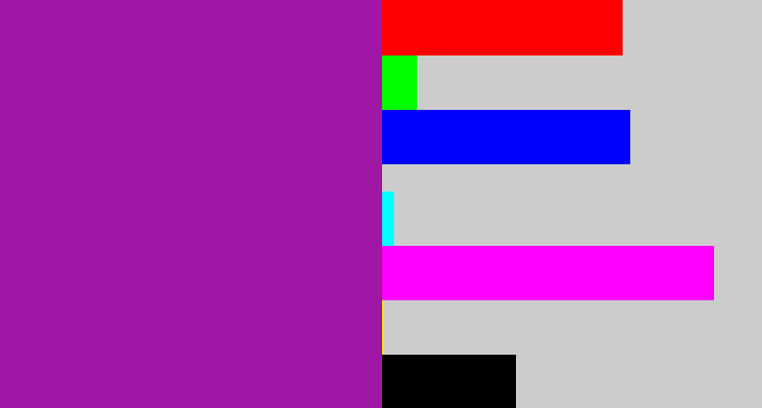 Hex color #a016a5 - barney purple
