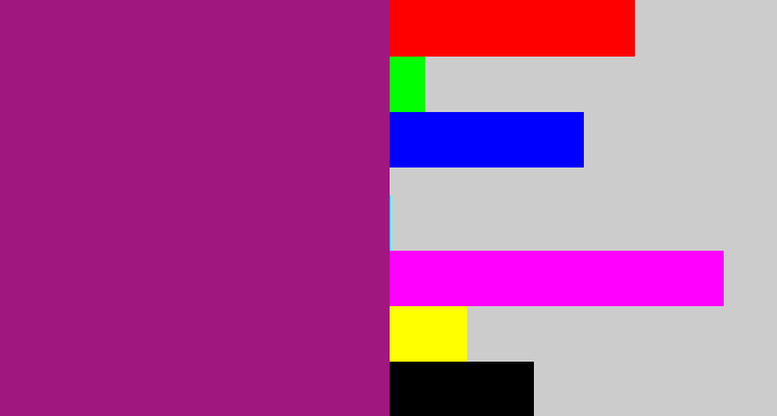 Hex color #a01780 - warm purple