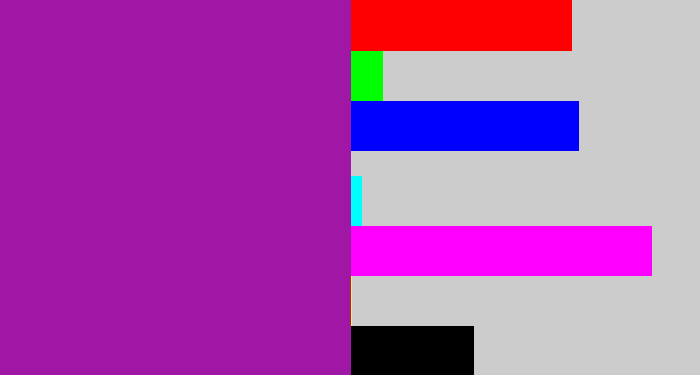 Hex color #a017a5 - barney purple