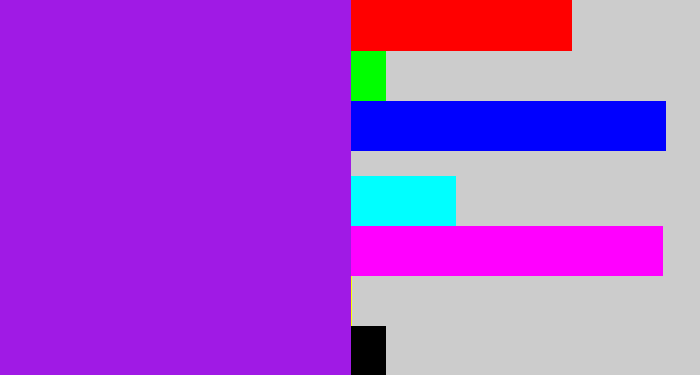 Hex color #a01ae5 - violet