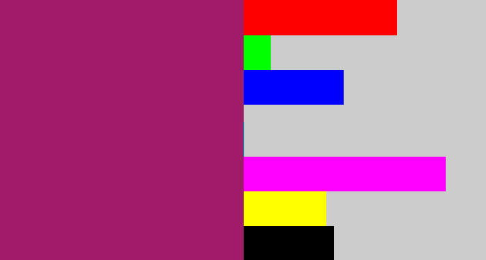 Hex color #a01c69 - dark fuchsia