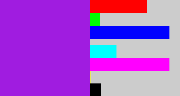 Hex color #a01ce0 - violet