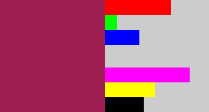 Hex color #a01f53 - berry