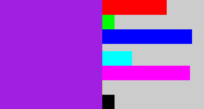 Hex color #a01fe0 - violet