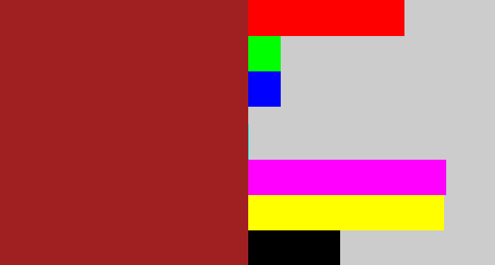Hex color #a02021 - brick