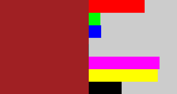 Hex color #a02023 - brick
