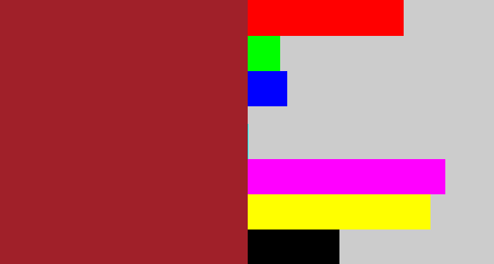 Hex color #a02029 - brick