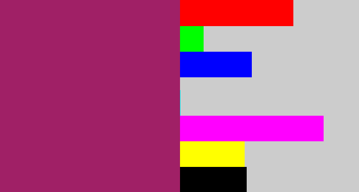 Hex color #a02066 - dark fuchsia