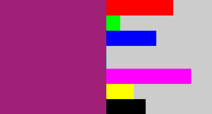 Hex color #a02077 - warm purple