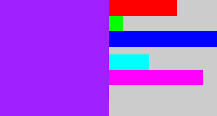 Hex color #a020ff - electric purple