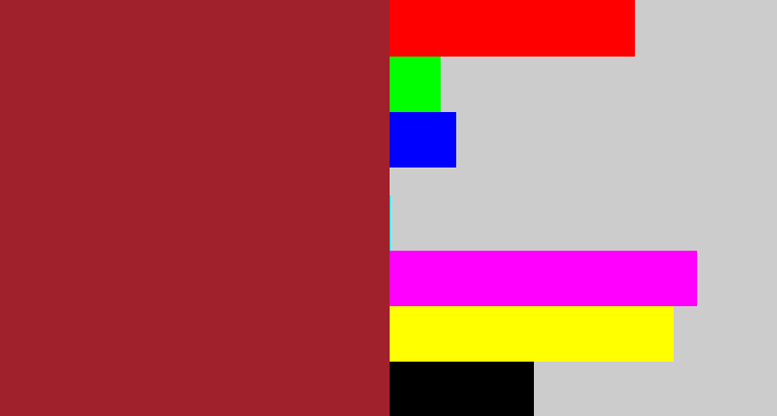 Hex color #a0212b - brick