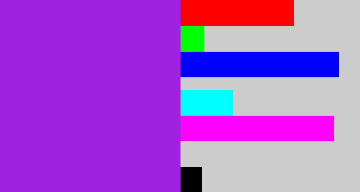 Hex color #a021e0 - violet