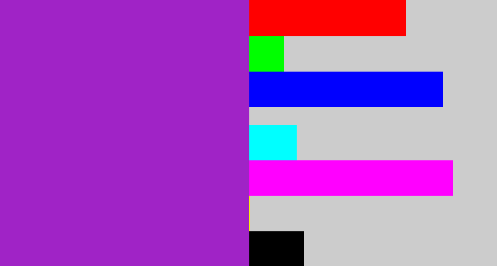 Hex color #a023c6 - barney