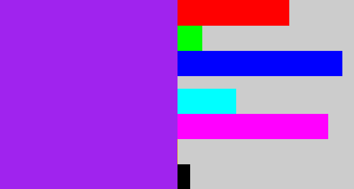 Hex color #a023ee - electric purple