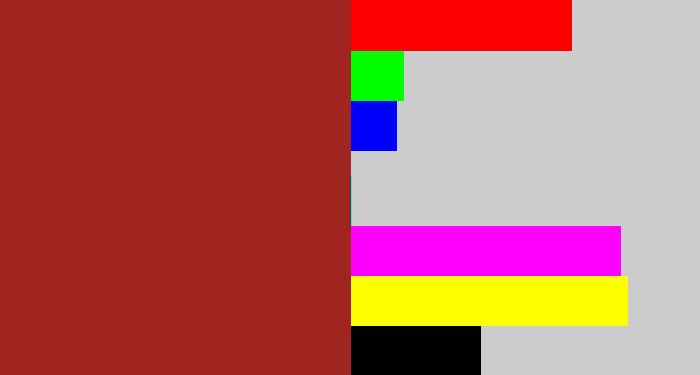Hex color #a02521 - brick