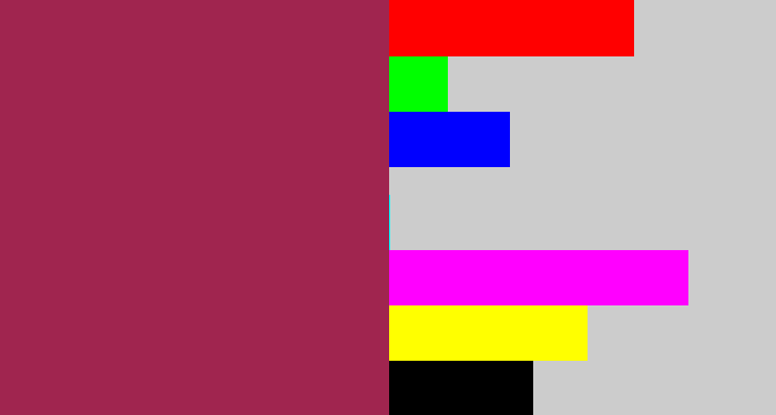 Hex color #a0254f - berry