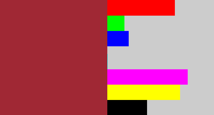 Hex color #a02834 - brick