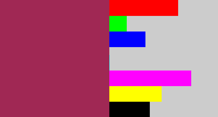 Hex color #a02854 - light burgundy