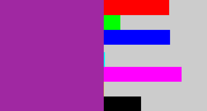 Hex color #a028a2 - warm purple