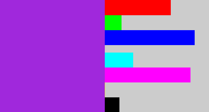 Hex color #a028dc - violet