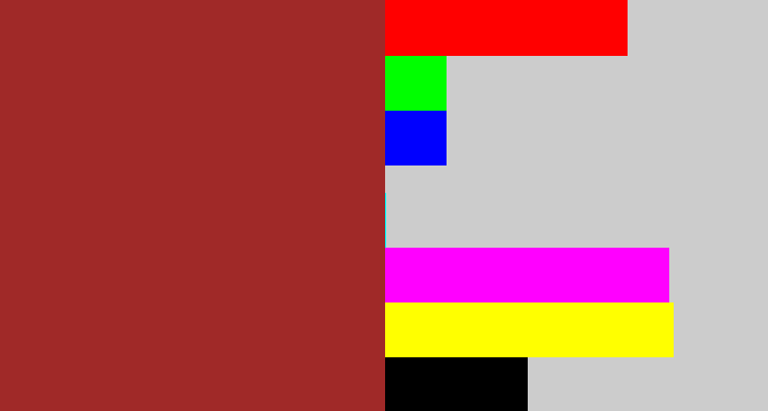 Hex color #a02928 - brick