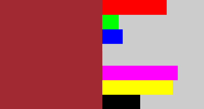 Hex color #a02932 - brick