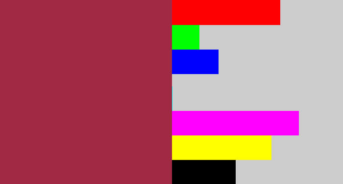 Hex color #a02a44 - rouge