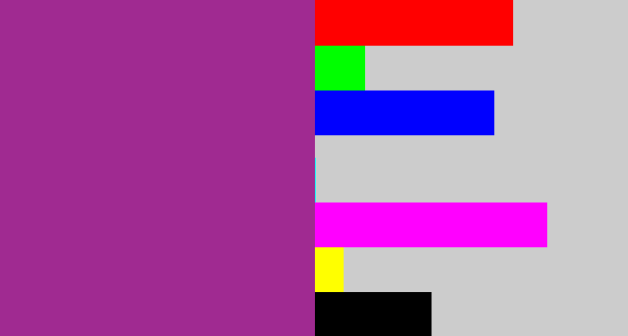 Hex color #a02a91 - warm purple