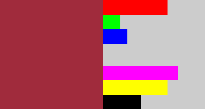 Hex color #a02b3c - brick