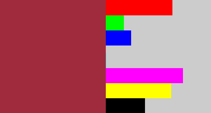 Hex color #a02b3d - rouge