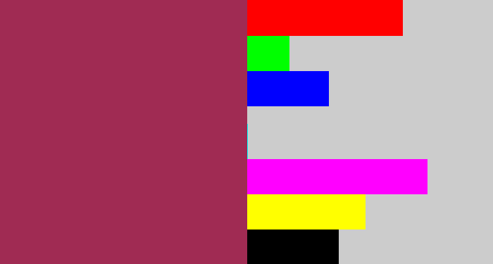 Hex color #a02b53 - light burgundy