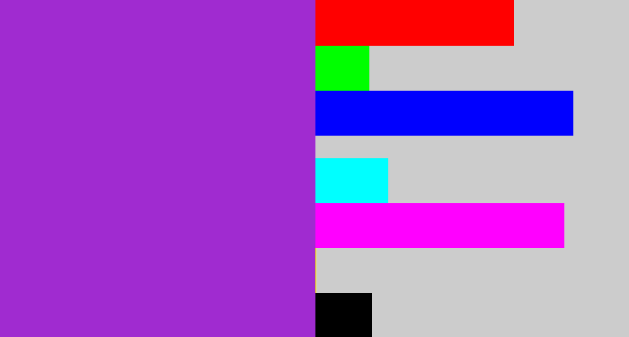 Hex color #a02bd0 - barney