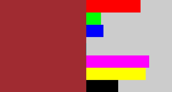 Hex color #a02c32 - brick
